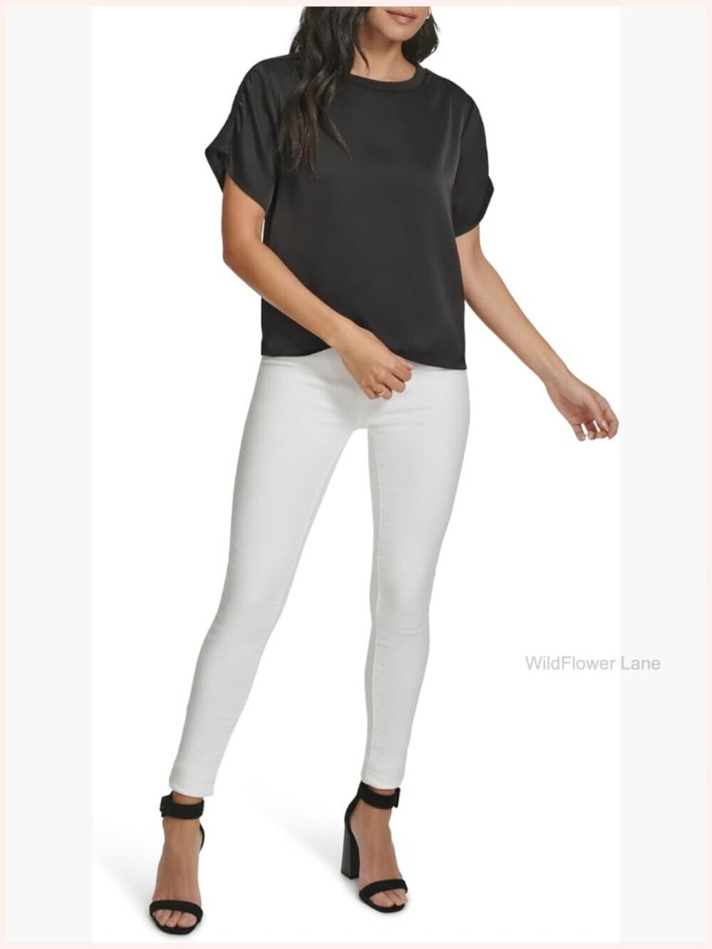 Women's Short Sleeve Ruched Blouse Solid Crew Neck Cuff Sleeve Pull On